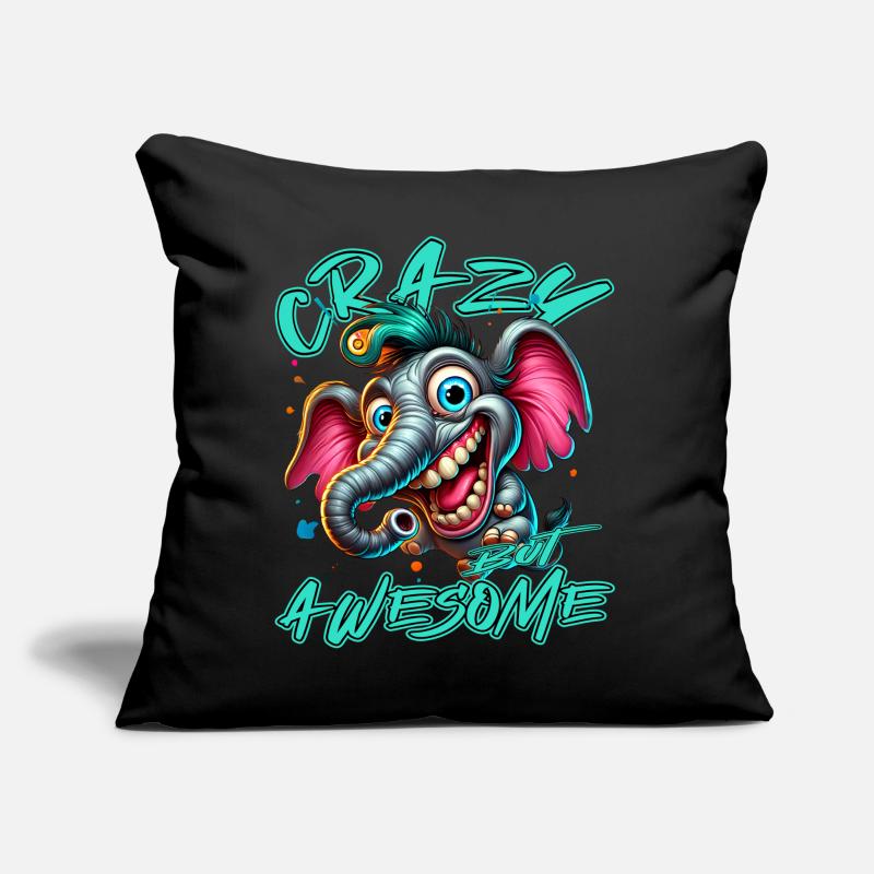Crazy but Awesome Elephant Comic Style Sofa pillow with filling 45cm x 45cm