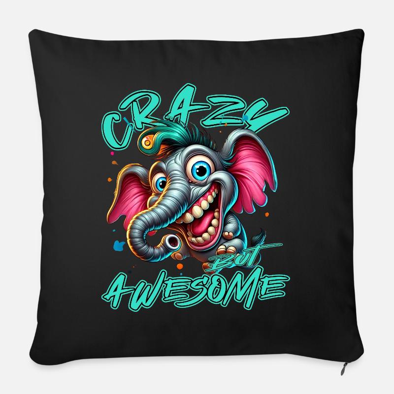 Crazy but Awesome Elefant Comic Stil - Sofakissen mit Füllung 45 x 45 cm - Schwarz