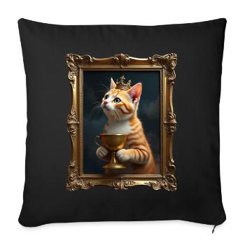 Medieval Cat in Picture Frame Art Crown - Sofa pillow with filling 45cm x 45cm - black - Front