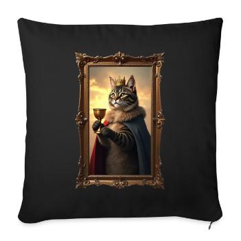 Medieval Cat in Picture Frame Art Crown - Sofa pillow with filling 45cm x 45cm - black - Front