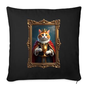 Medieval Cat in Picture Frame Art Crown - Sofa pillow with filling 45cm x 45cm - black - Front
