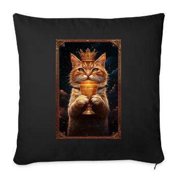 Medieval Cat in Picture Frame Art Crown - Sofa pillow with filling 45cm x 45cm - black - Front