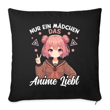 Juste une fille qui aime les mangas Kawaii animés - Coussin et housse de 45 x 45 cm - noir - Devant