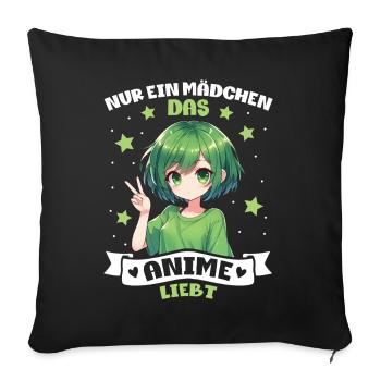 Juste une fille qui aime les mangas Kawaii animés - Coussin et housse de 45 x 45 cm - noir - Devant