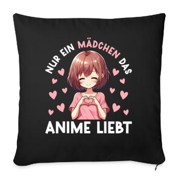 Juste une fille qui aime les mangas Kawaii animés - Coussin et housse de 45 x 45 cm - noir - Devant