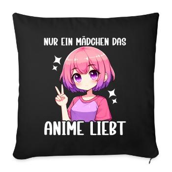 Juste une fille qui aime les mangas Kawaii animés - Coussin et housse de 45 x 45 cm - noir - Devant