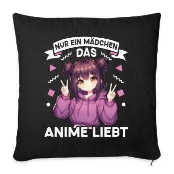 Juste une fille qui aime les mangas Kawaii animés - Coussin et housse de 45 x 45 cm - noir - Devant
