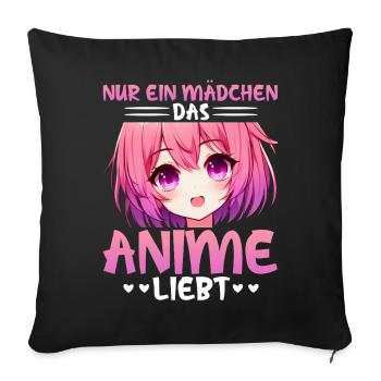 Juste une fille qui aime les mangas Kawaii animés - Coussin et housse de 45 x 45 cm - noir - Devant