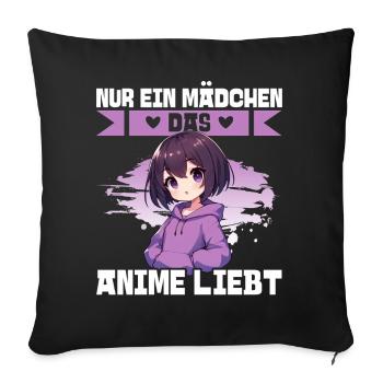 Juste une fille qui aime les mangas Kawaii animés - Coussin et housse de 45 x 45 cm - noir - Devant