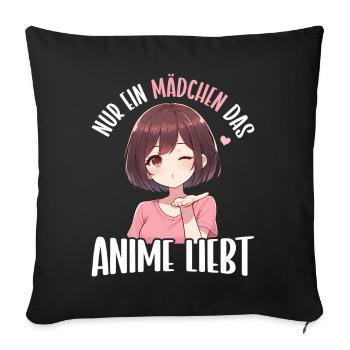 Juste une fille qui aime les mangas Kawaii animés - Coussin et housse de 45 x 45 cm - noir - Devant