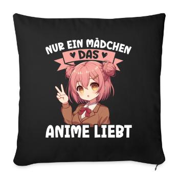 Juste une fille qui aime les mangas Kawaii animés - Coussin et housse de 45 x 45 cm - noir - Devant