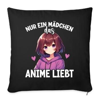 Juste une fille qui aime les mangas Kawaii animés - Coussin et housse de 45 x 45 cm - noir - Devant