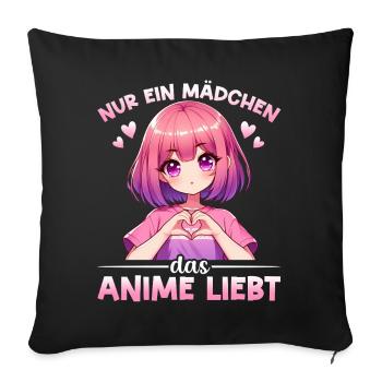 Juste une fille qui aime les mangas Kawaii animés - Coussin et housse de 45 x 45 cm - noir - Devant
