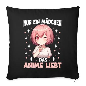 Juste une fille qui aime les mangas Kawaii animés - Coussin et housse de 45 x 45 cm - noir - Devant