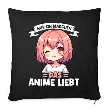 Juste une fille qui aime les mangas Kawaii animés - Coussin et housse de 45 x 45 cm - noir - Devant