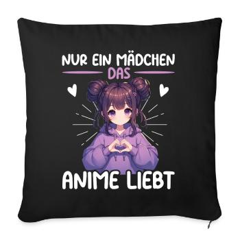 Juste une fille qui aime les mangas Kawaii animés - Coussin et housse de 45 x 45 cm - noir - Devant