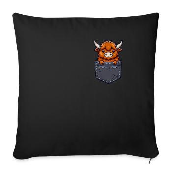 Scottish Highland Cow Scotland Farm - Sofa pillow with filling 45cm x 45cm - black - Front
