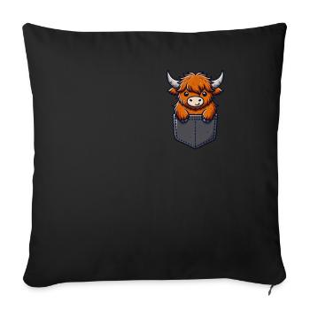 Scottish Highland Cow Scotland Farm - Sofa pillow with filling 45cm x 45cm - black - Front