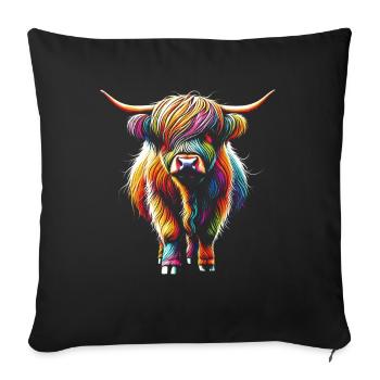 Scottish Highland Cow Scotland Farm - Sofa pillow with filling 45cm x 45cm - black - Front