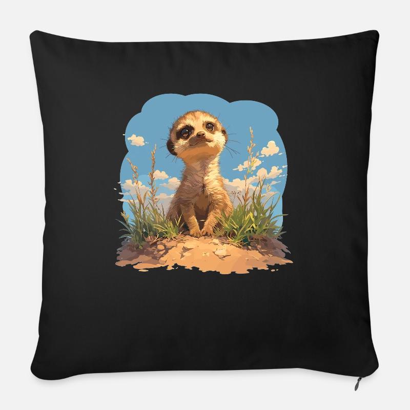 Meerkat Erdmännchen - Sofakissen mit Füllung 45 x 45 cm - Schwarz