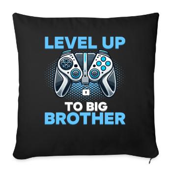 Level Up Big Brother Console Gamer Elder - Sofa pillow with filling 45cm x 45cm - black - Front
