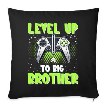 Level Up Big Brother Console Gamer Elder - Sofa pillow with filling 45cm x 45cm - black - Front