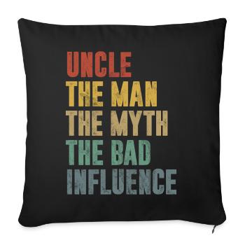 Meilleur oncle fier oncle citation humour - Coussin et housse de 45 x 45 cm - noir - Devant
