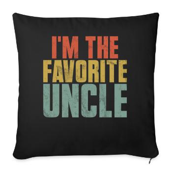 Meilleur oncle fier oncle citation humour - Coussin et housse de 45 x 45 cm - noir - Devant