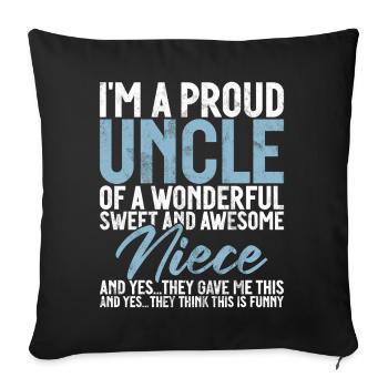 Meilleur oncle fier oncle citation humour - Coussin et housse de 45 x 45 cm - noir - Devant
