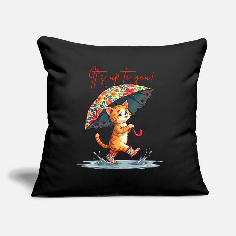 Chat Courage Pensée Positive Puddle Parapluie Mignon Coussin et housse de 45 x 45 cm