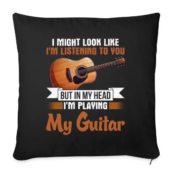 Guitariste Musicien Guitare Musique - Coussin et housse de 45 x 45 cm - noir - Devant