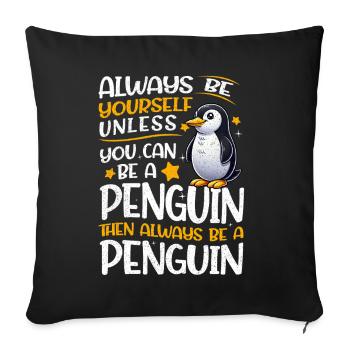 Pingouins Oiseau Amoureux des Pingouins Passionné - Coussin et housse de 45 x 45 cm - noir - Devant