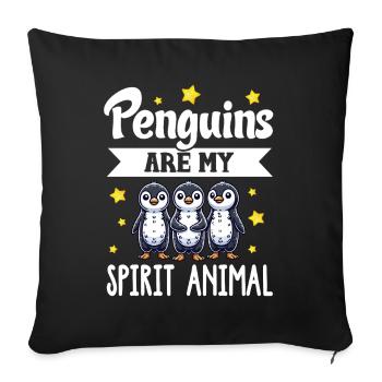 Pingouins Oiseau Amoureux des Pingouins Passionné - Coussin et housse de 45 x 45 cm - noir - Devant