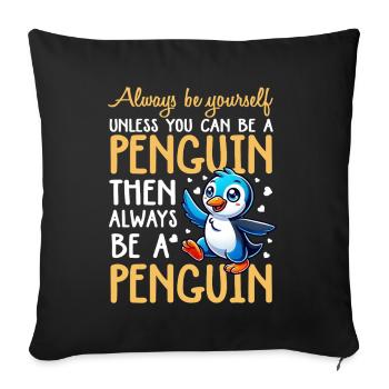Pingouins Oiseau Amoureux des Pingouins Passionné - Coussin et housse de 45 x 45 cm - noir - Devant