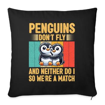 Pingouins Oiseau Amoureux des Pingouins Passionné - Coussin et housse de 45 x 45 cm - noir - Devant