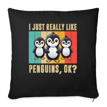 Pingouins Oiseau Amoureux des Pingouins Passionné - Coussin et housse de 45 x 45 cm - noir - Devant