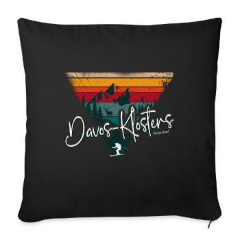 Davos Klosters Ski Resort Schweizer Alpen Souvenir - Sofakissen mit Füllung 45 x 45 cm - Schwarz - Vorne