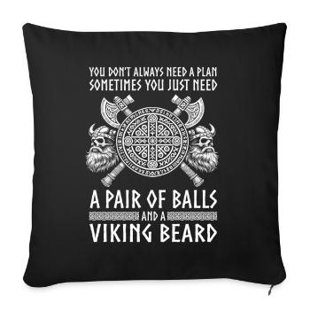 Viking Dieux nordiques Mythologie Nordman - Coussin et housse de 45 x 45 cm - noir - Devant