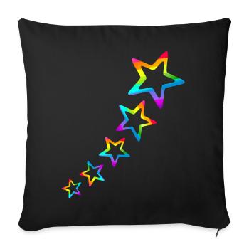 Star Colorful Stars Rainbow Gradient - Sofa pillow with filling 45cm x 45cm - black - Front