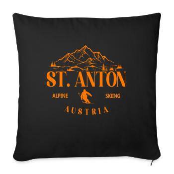 St. Anton Arlberg Ski Resort Austrian Alps - Sofa pillow with filling 45cm x 45cm - black - Front