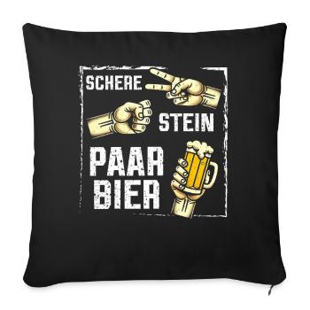 Schere Stein Bierpaar Bierliebhaber Biertrinker - Sofakissen mit Füllung 45 x 45 cm - Schwarz - Vorne