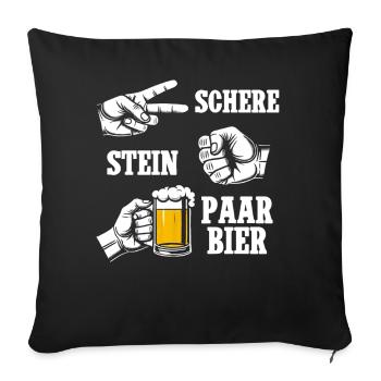 Schere Stein Bierpaar Bierliebhaber Biertrinker - Sofakissen mit Füllung 45 x 45 cm - Schwarz - Vorne