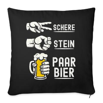 Schere Stein Bierpaar Bierliebhaber Biertrinker - Sofakissen mit Füllung 45 x 45 cm - Schwarz - Vorne