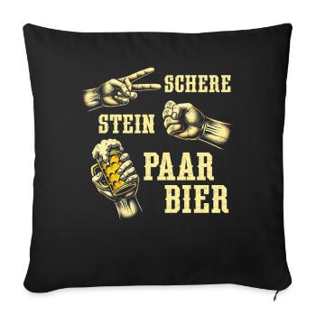 Schere Stein Bierpaar Bierliebhaber Biertrinker - Sofakissen mit Füllung 45 x 45 cm - Schwarz - Vorne