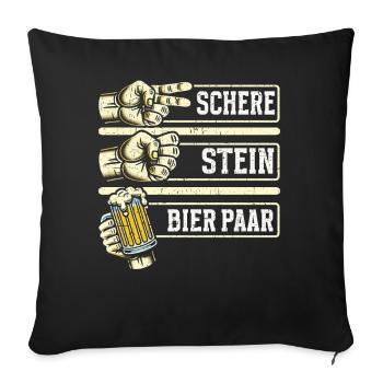 Schere Stein Bierpaar Bierliebhaber Biertrinker - Sofakissen mit Füllung 45 x 45 cm - Schwarz - Vorne