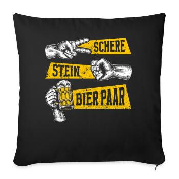 Schere Stein Bierpaar Bierliebhaber Biertrinker - Sofakissen mit Füllung 45 x 45 cm - Schwarz - Vorne
