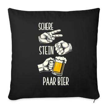Schere Stein Bierpaar Bierliebhaber Biertrinker - Sofakissen mit Füllung 45 x 45 cm - Schwarz - Vorne