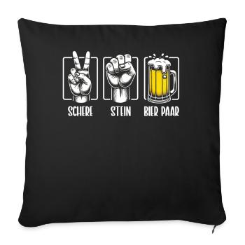 Schere Stein Bierpaar Bierliebhaber Biertrinker - Sofakissen mit Füllung 45 x 45 cm - Schwarz - Vorne