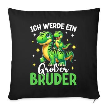 Big Brother Saurus Dinosaure Frère - Coussin et housse de 45 x 45 cm - noir - Devant