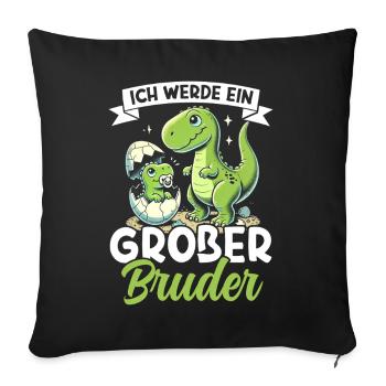 Big Brother Saurus Dinosaure Frère - Coussin et housse de 45 x 45 cm - noir - Devant